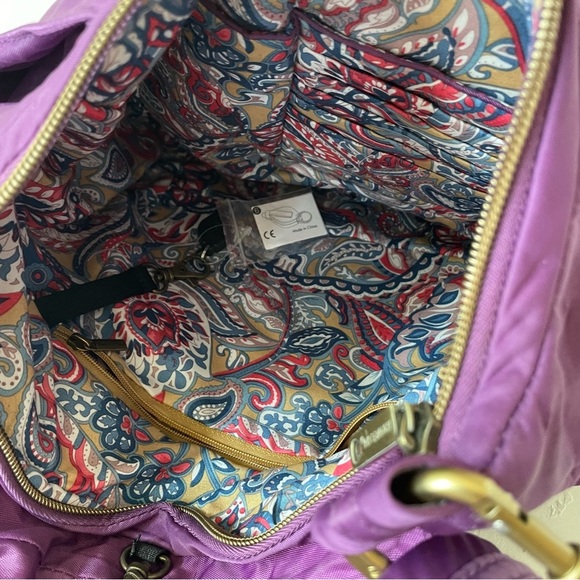 Travelon Purple Hobo Zip Crossbody 5 Point Anti Theft Purse Travel Bag - Picture 4 of 11